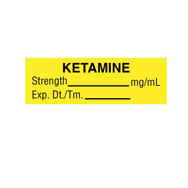 Tape, Ketamine, Strength_mg/mL Exp., DT 1/2 x 1-1/2 Yellow w/Black, PK6